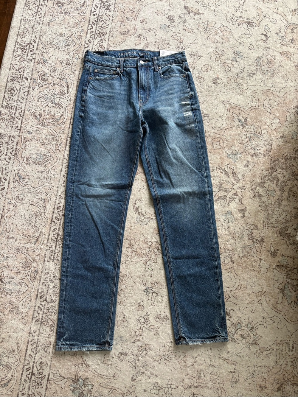 American Eagle Outfitters Distressed Blue Straight Leg Jeans size 29/8 X-Long